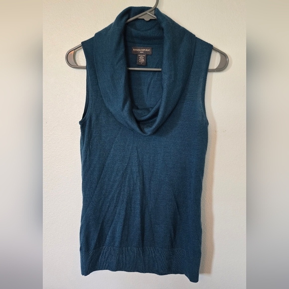 Banana Republic Teal Blue Wool Cowl Neck Tank Size Small - Picture 1 of 4